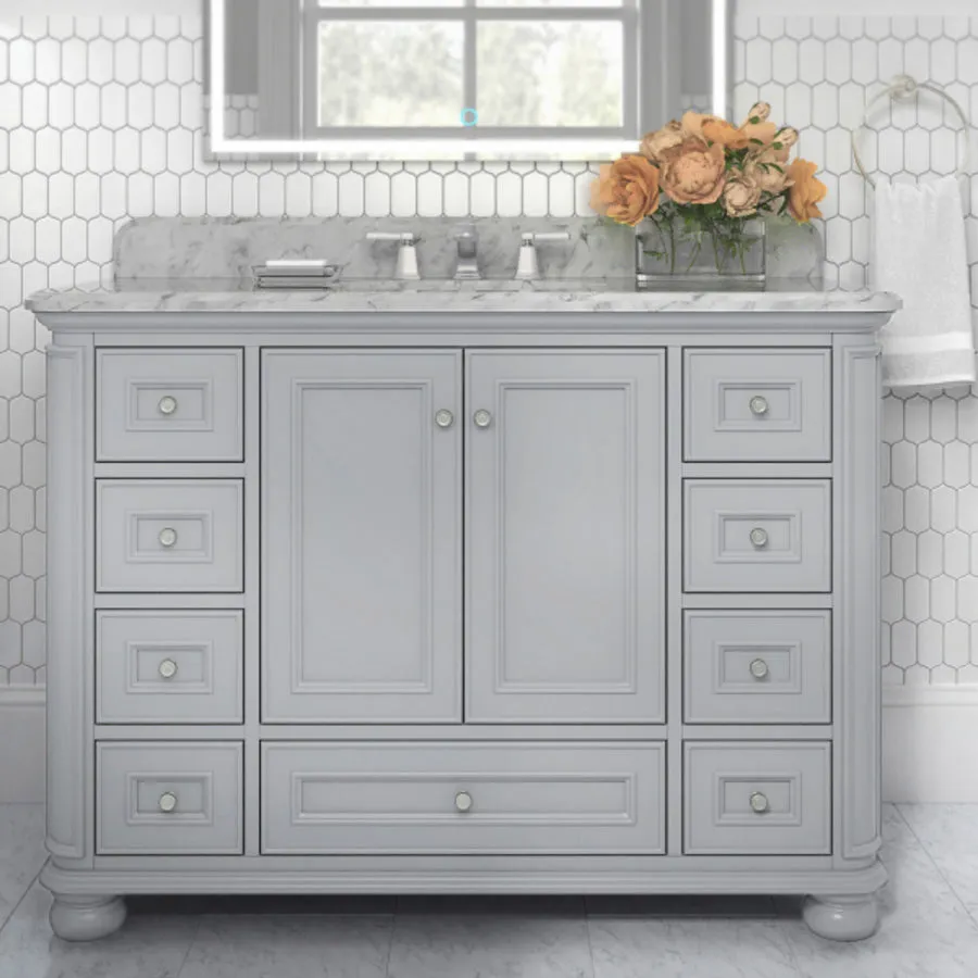 Scott Living Wrightsville 48-in Light Gray Single Sink Bathroom Vanity with Natural Carrara Marble Top, photo 2 of 13