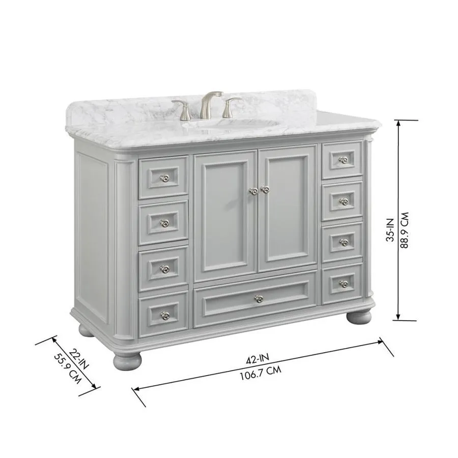 Scott Living Wrightsville 48-in Light Gray Single Sink Bathroom Vanity with Natural Carrara Marble Top, photo 10 of 13