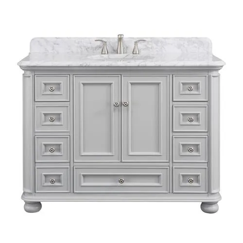 Scott Living Wrightsville 48-in Light Gray Single Sink Bathroom Vanity with Natural Carrara Marble Top, photo 11 of 13