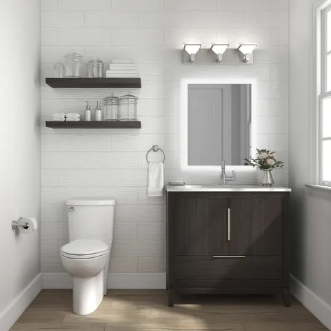 Robinson 36-in Coffee Oak Single Sink Bathroom Vanity with White Acrylic Top