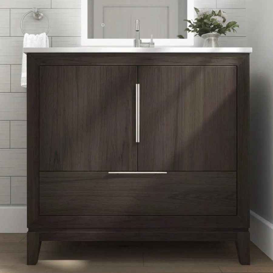 Scott Living Robinson 36-in Coffee Oak Single Sink Bathroom Vanity with White Acrylic Top, photo 2 of 11