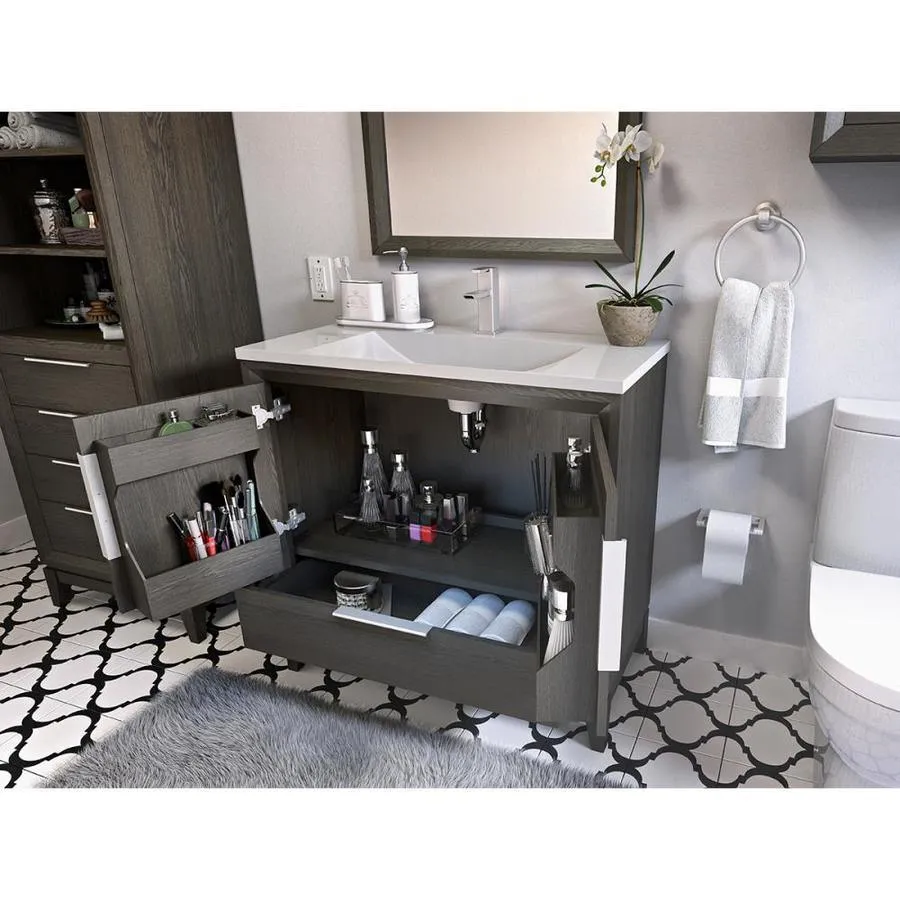 Scott Living Robinson 36-in Coffee Oak Single Sink Bathroom Vanity with White Acrylic Top, photo 6 of 11