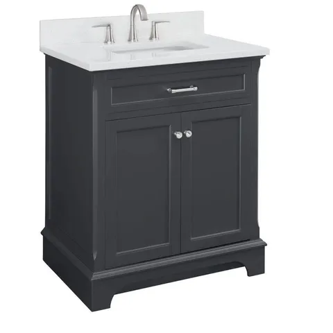 Roveland 30-in Dark Gray Single Sink Bathroom Vanity with Terrazzo Engineered Stone Top