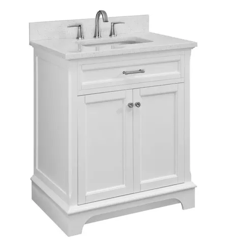 Roveland 30-in White Single Sink Bathroom Vanity with Terrazzo Engineered Stone Top