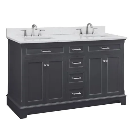 Roveland 60-in Dark Gray Double Sink Bathroom Vanity with Terrazzo Engineered Stone Top