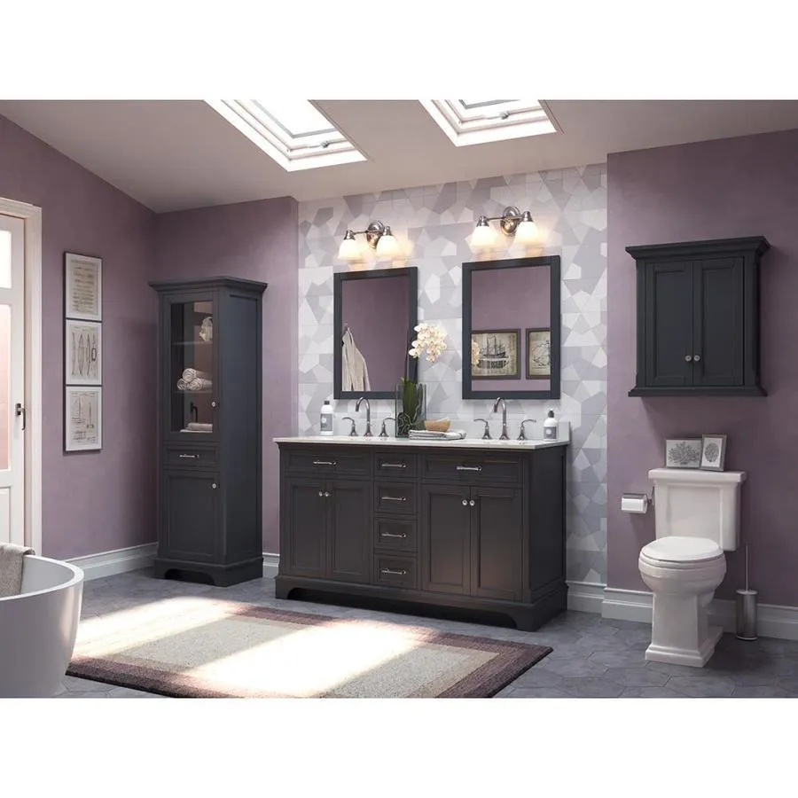 allen + roth Roveland 60-in Dark Gray Double Sink Bathroom Vanity with Terrazzo Engineered Stone Top, photo 5 of 8