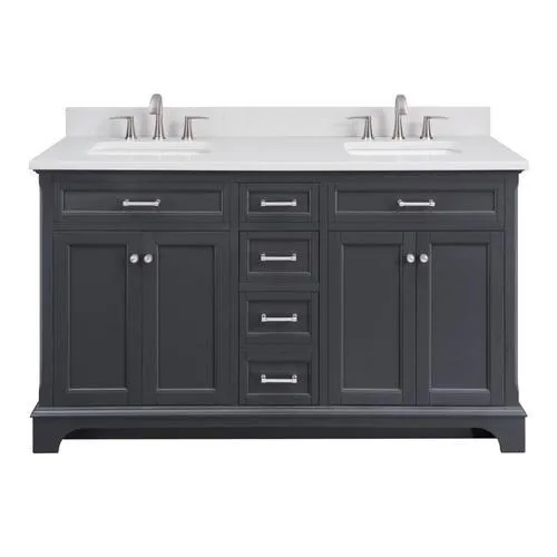 allen + roth Roveland 60-in Dark Gray Double Sink Bathroom Vanity with Terrazzo Engineered Stone Top, photo 8 of 8