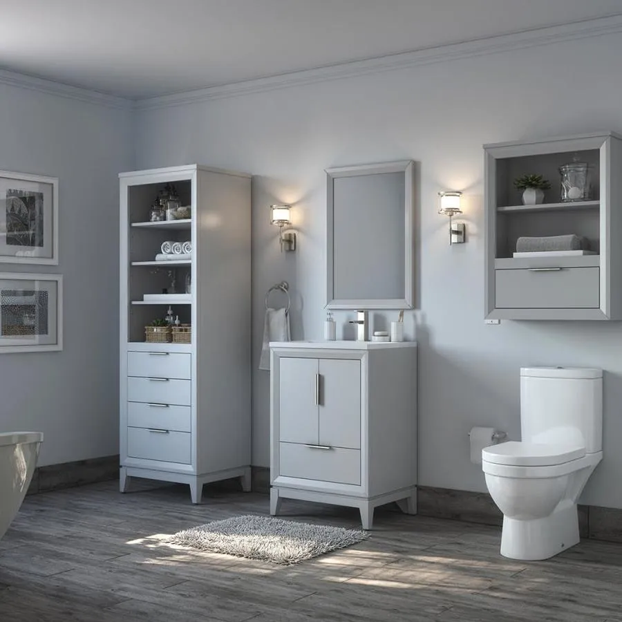 Scott Living Robinson 24-in Light Gray Single Sink Bathroom Vanity with White Acrylic Top, photo 4 of 10