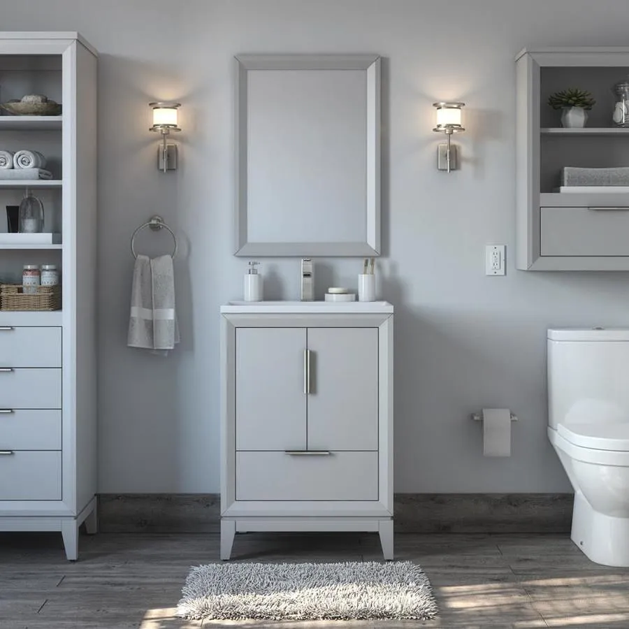 Scott Living Robinson 24-in Light Gray Single Sink Bathroom Vanity with White Acrylic Top, photo 5 of 10