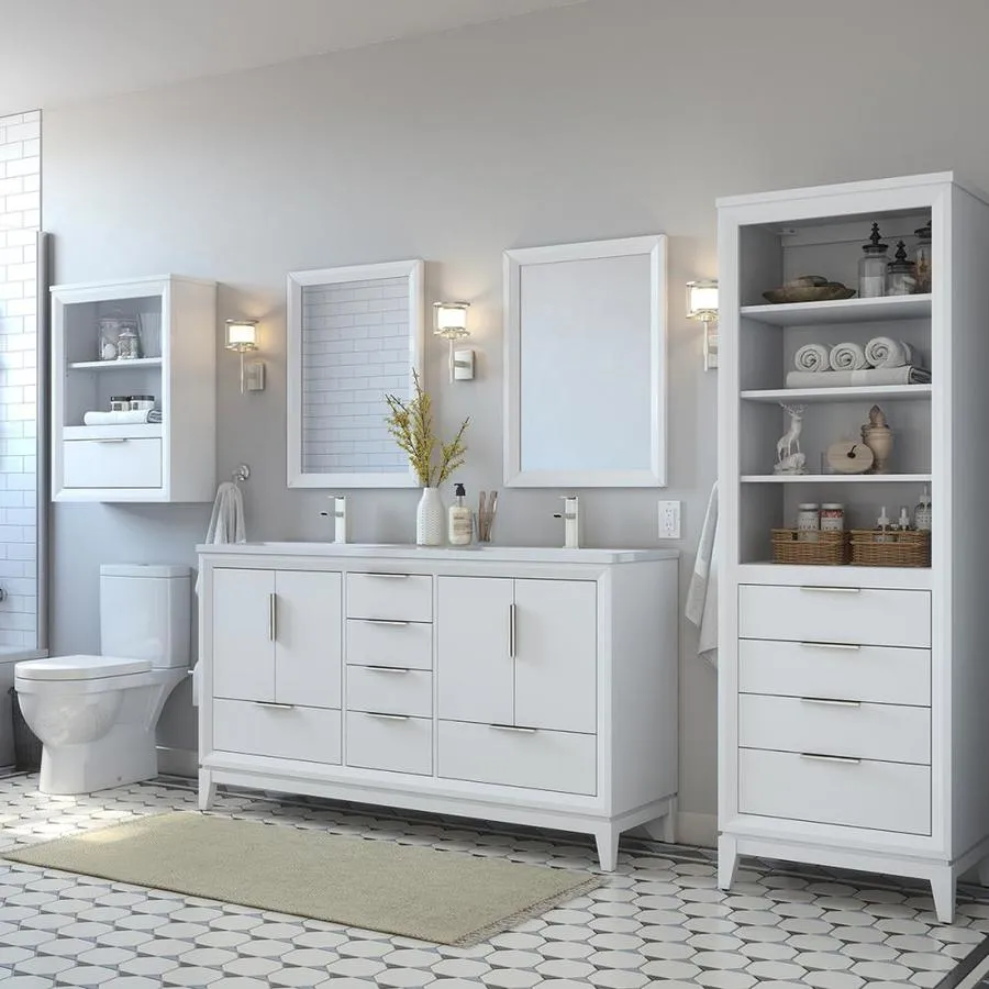 Scott Living Robinson 60-in White Double Sink Bathroom Vanity with White Acrylic Top, photo 4 of 9