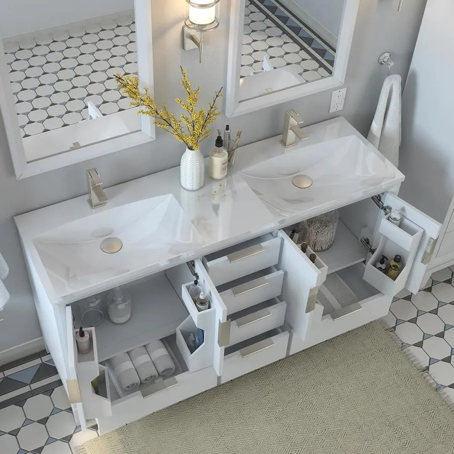 Scott Living Robinson 60-in White Double Sink Bathroom Vanity with White Acrylic Top, photo 6 of 9