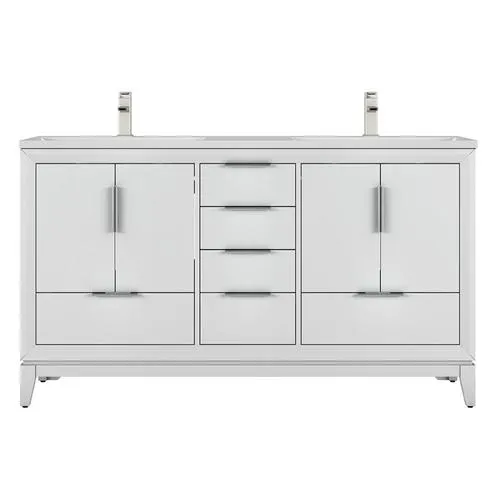 Scott Living Robinson 60-in White Double Sink Bathroom Vanity with White Acrylic Top, photo 7 of 9