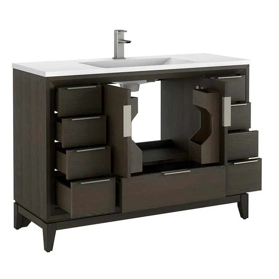 Scott Living Robinson 48-in Coffee Oak Single Sink Bathroom Vanity with White Acrylic Top, photo 2 of 9