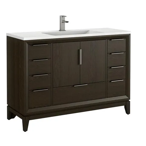 Robinson 48-in Coffee Oak Single Sink Bathroom Vanity with White Acrylic Top