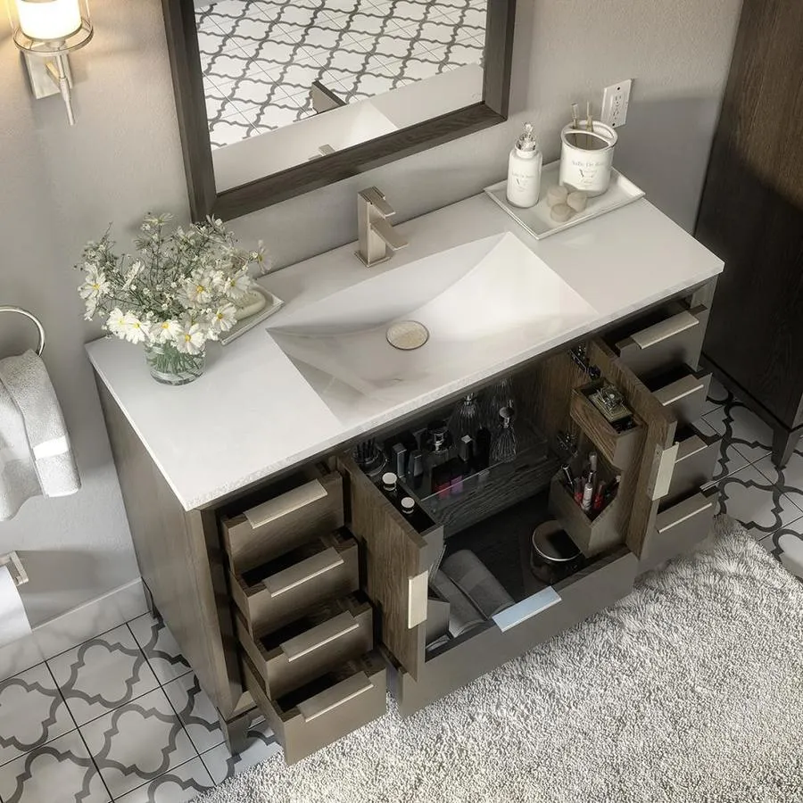 Scott Living Robinson 48-in Coffee Oak Single Sink Bathroom Vanity with White Acrylic Top, photo 6 of 9