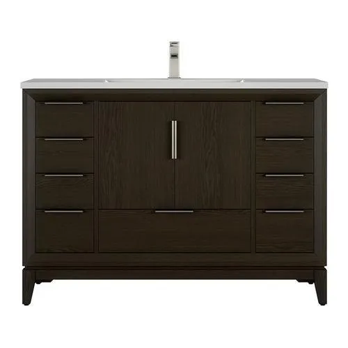 Scott Living Robinson 48-in Coffee Oak Single Sink Bathroom Vanity with White Acrylic Top, photo 7 of 9