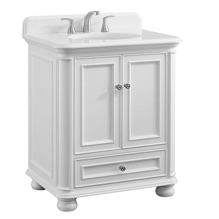 Scott Living Wrightsville 30-in Light Gray Single Sink Bathroom Vanity with White Engineered Stone Top, photo 8 of 9
