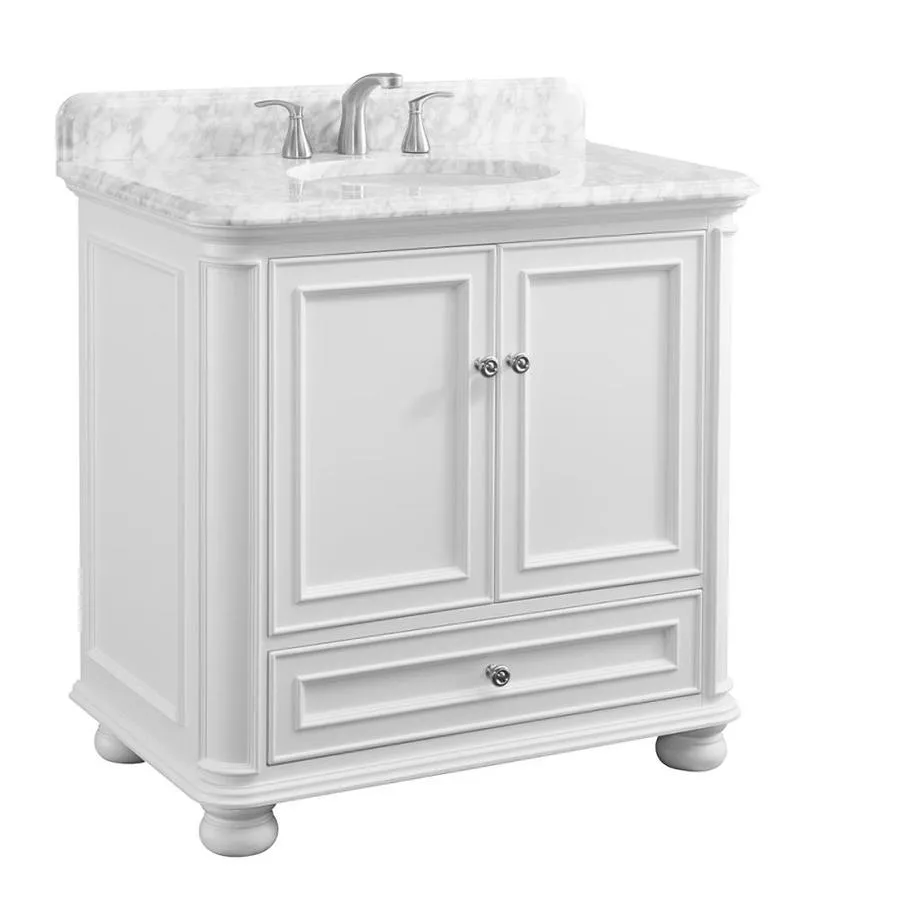 Scott Living Wrightsville 36-in Light Gray Single Sink Bathroom Vanity with Natural Carrara Marble Top, photo 8 of 9