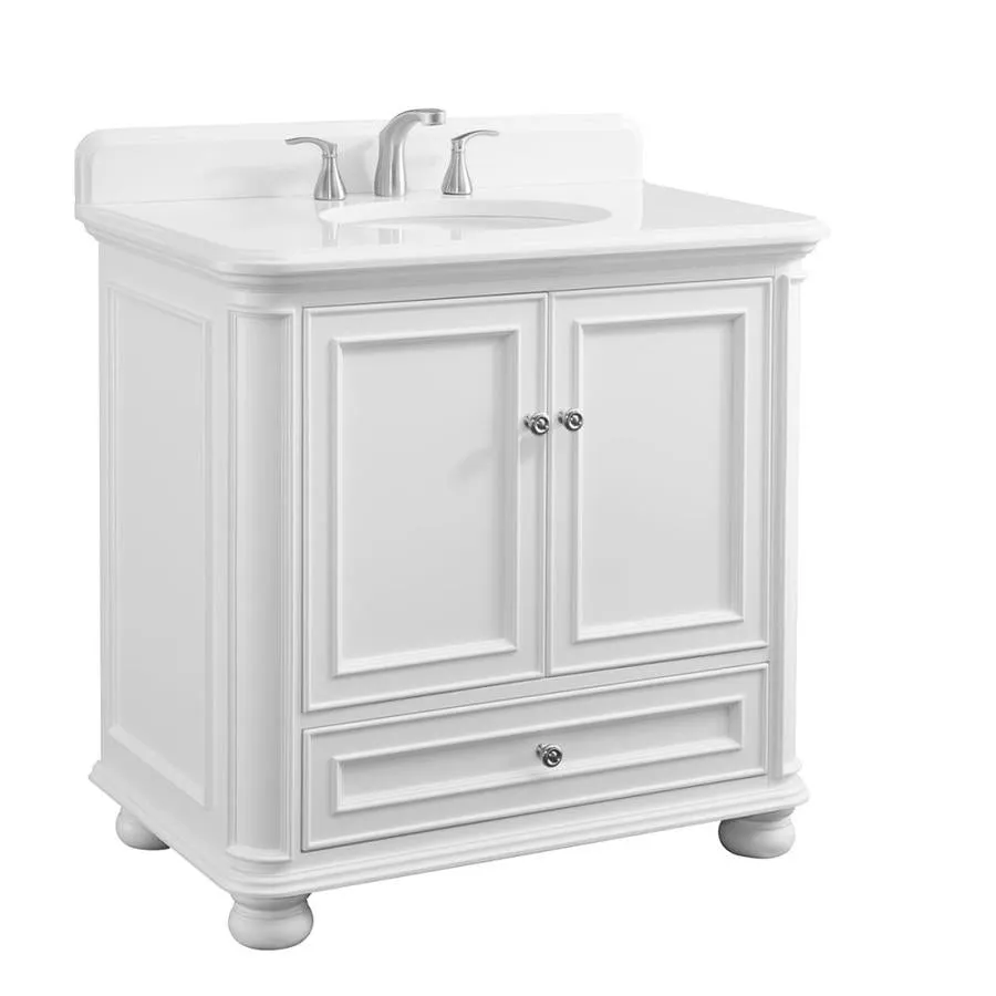 Scott Living Wrightsville 36-in Light Gray Single Sink Bathroom Vanity with White Engineered Stone Top, photo 8 of 9