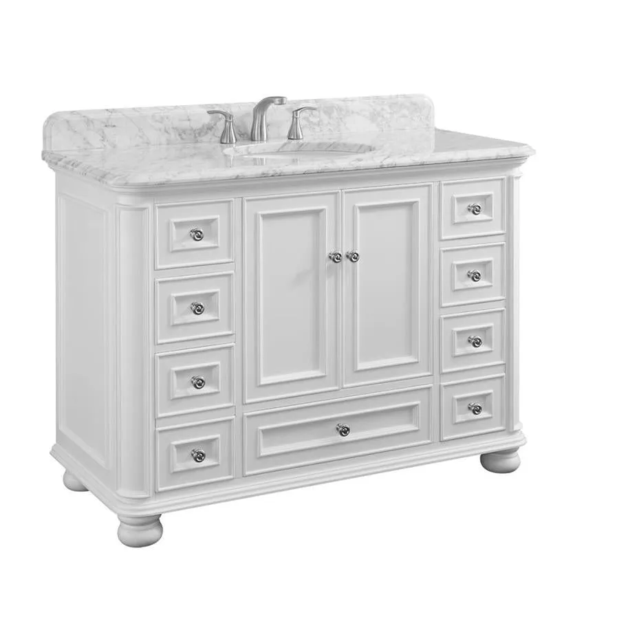 Scott Living Wrightsville 48-in Light Gray Single Sink Bathroom Vanity with Natural Carrara Marble Top, photo 12 of 13