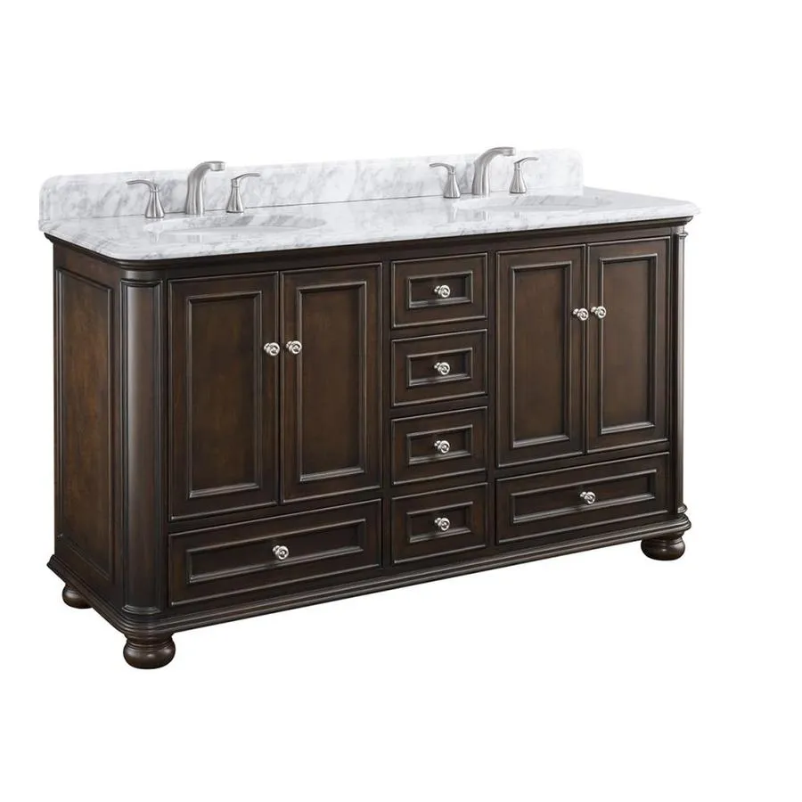 Scott Living Wrightsville 36-in Light Gray Single Sink Bathroom Vanity with Natural Carrara Marble Top, photo 9 of 9