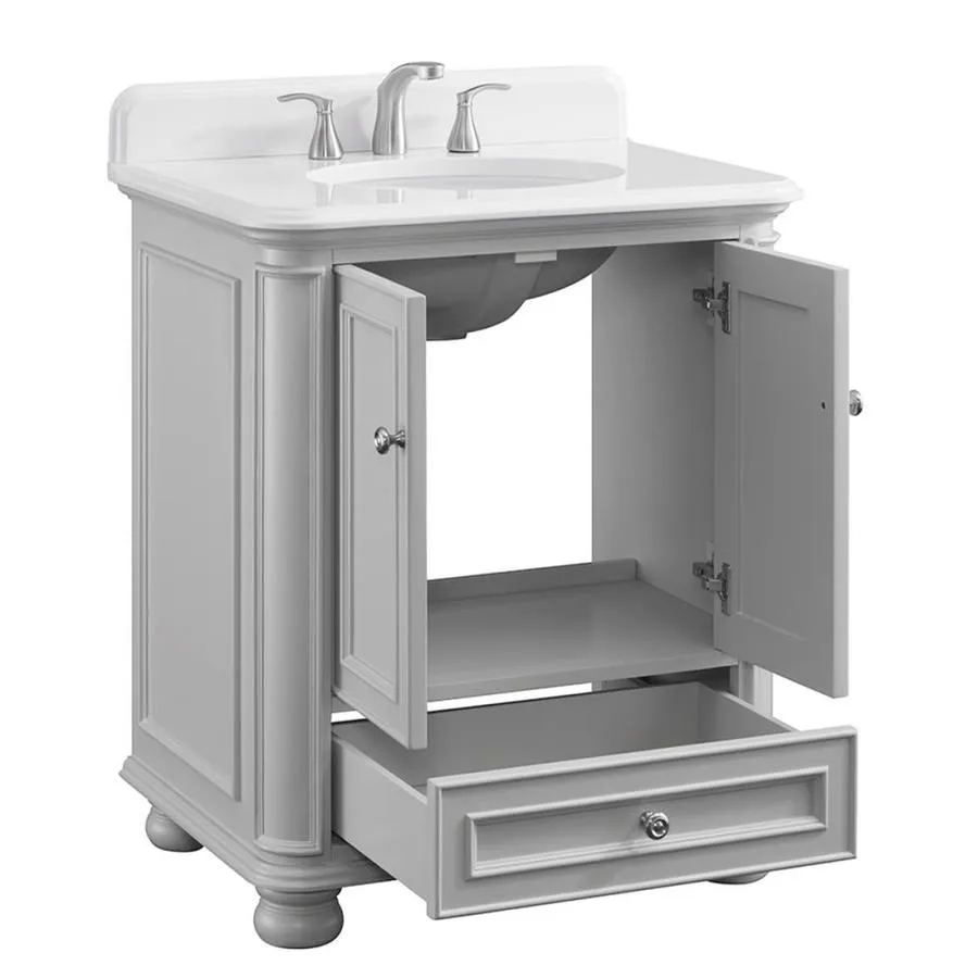 Scott Living Wrightsville 30-in Light Gray Single Sink Bathroom Vanity with White Engineered Stone Top, photo 2 of 9