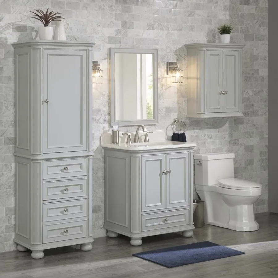 Scott Living Wrightsville 30-in Light Gray Single Sink Bathroom Vanity with White Engineered Stone Top, photo 4 of 9