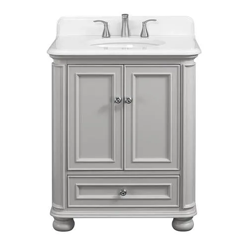 Scott Living Wrightsville 30-in Light Gray Single Sink Bathroom Vanity with White Engineered Stone Top, photo 7 of 9