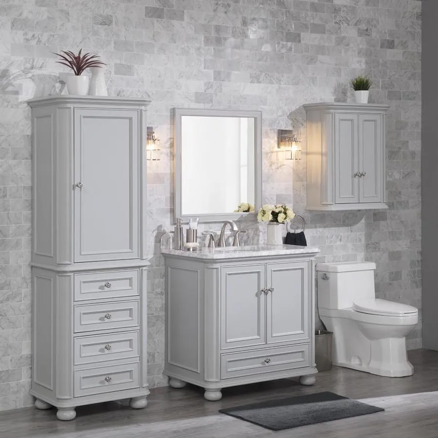 Scott Living Wrightsville 36-in Light Gray Single Sink Bathroom Vanity with Natural Carrara Marble Top, photo 4 of 9