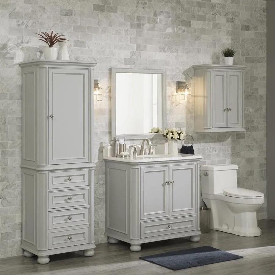 Scott Living Wrightsville 36-in Light Gray Single Sink Bathroom Vanity with White Engineered Stone Top, photo 4 of 9