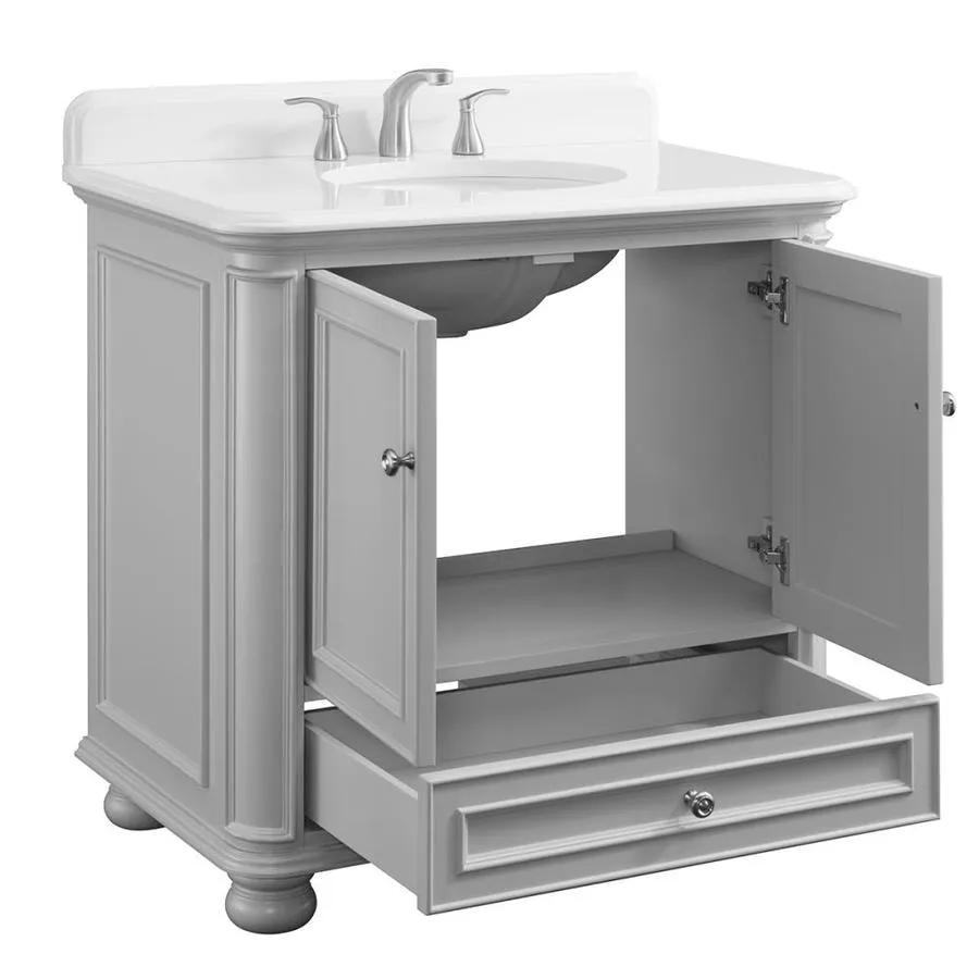 Scott Living Wrightsville 36-in Light Gray Single Sink Bathroom Vanity with White Engineered Stone Top, photo 2 of 9