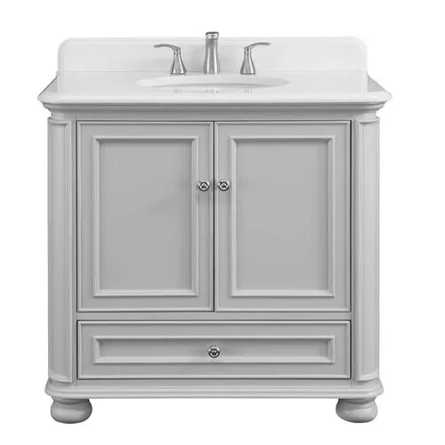 Scott Living Wrightsville 36-in Light Gray Single Sink Bathroom Vanity with White Engineered Stone Top, photo 7 of 9