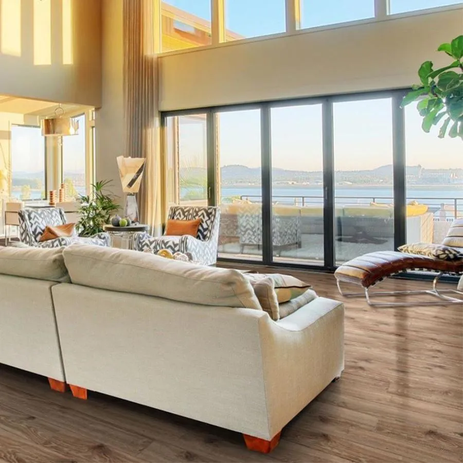 allen + roth Handscraped Weathered Oak 4.96-in W x 50.7-in L Handscraped Wood Plank Laminate Flooring, photo 4 of 7