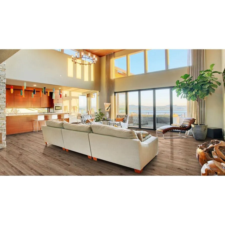 allen + roth Handscraped Driftwood Oak 4.96-in W Handscraped Wood Plank Laminate Flooring, photo 3 of 10
