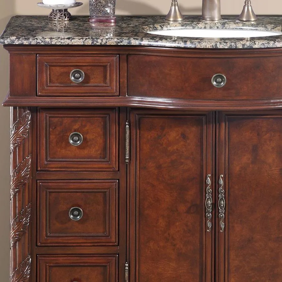 Silkroad Exclusive 36-in English Chestnut Single Sink Bathroom Vanity with Baltic Brown Granite Top, photo 5 of 7