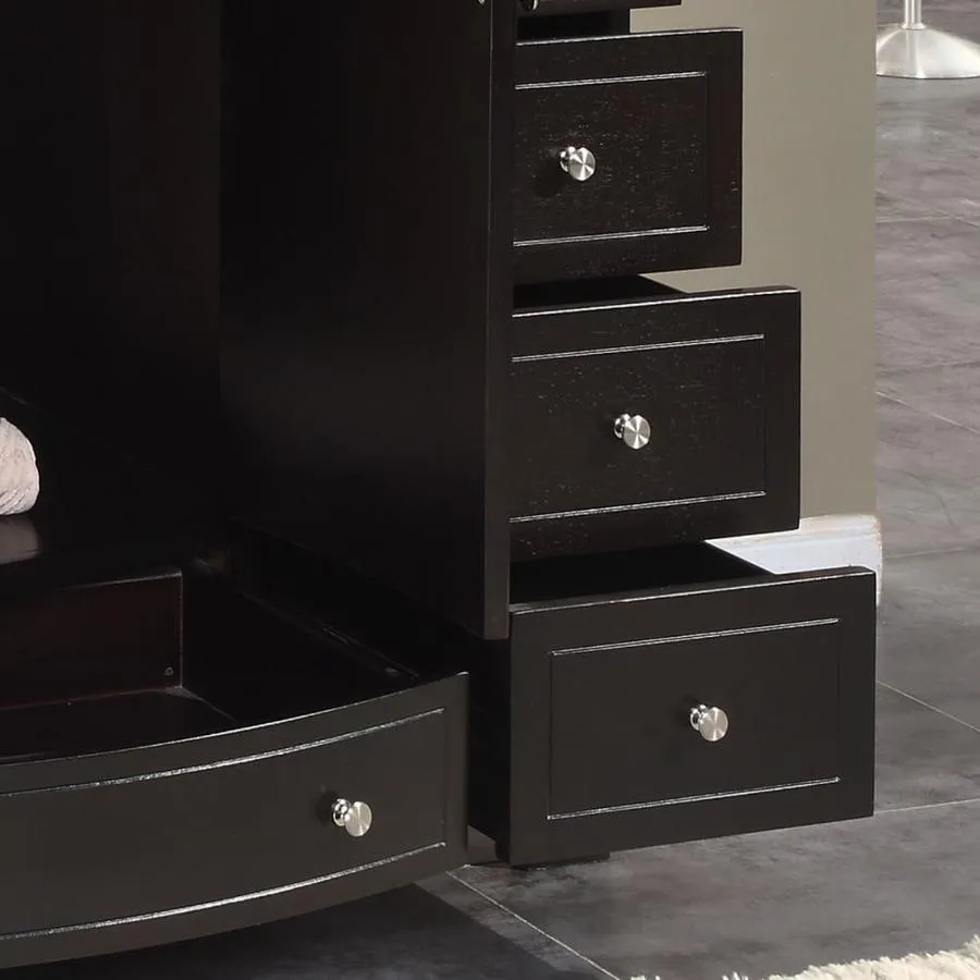 Silkroad Exclusive 55-in Dark Espresso Single Sink Bathroom Vanity with Carrara White Natural Marble Top, photo 5 of 7