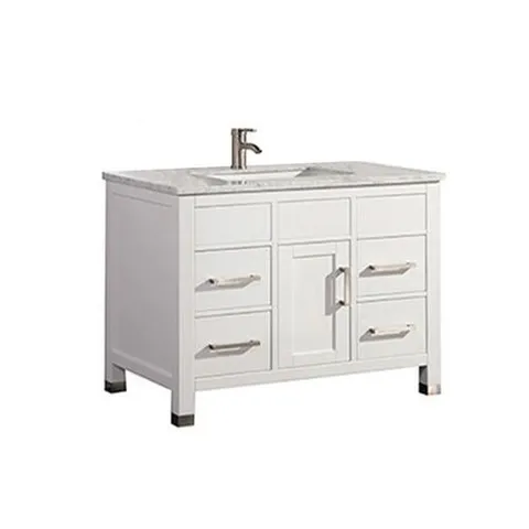 36-in White Single Sink Bathroom Vanity with White Carrera Natural Marble Top
