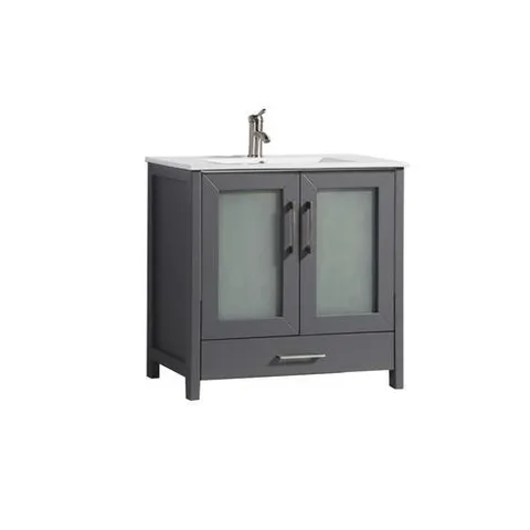 36-in Grey Single Sink Bathroom Vanity with White Ceramic Top