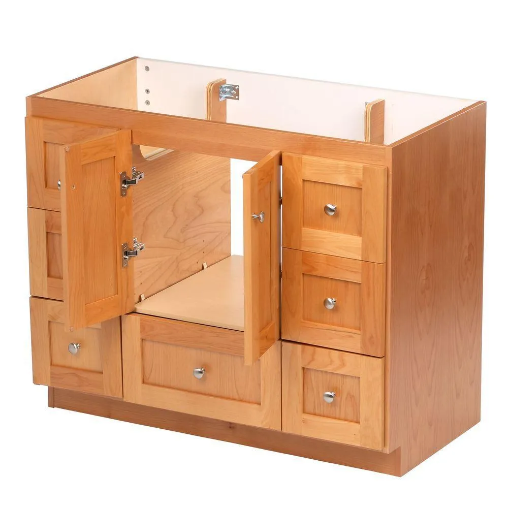 Shaker 42 in. W x 21 in. D x 34.5 in. H Vanity Cabinet Only in Natural Alder, photo 3 of 47