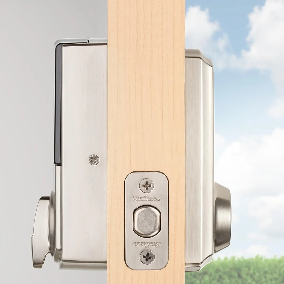 Kwikset Premis Touchscreen Smart Lock, Satin Nickel, Single Cylinder Electronic Deadbolt with Juno Passage Knob, Apple HomeKit Compatible, photo 7 of 8
