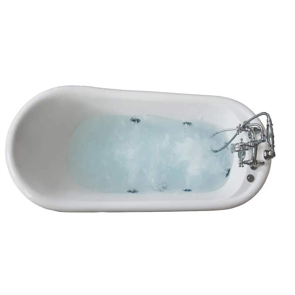 66.9 in. Acrylic Clawfoot Whirlpool Bathtub in White, photo 11 of 14
