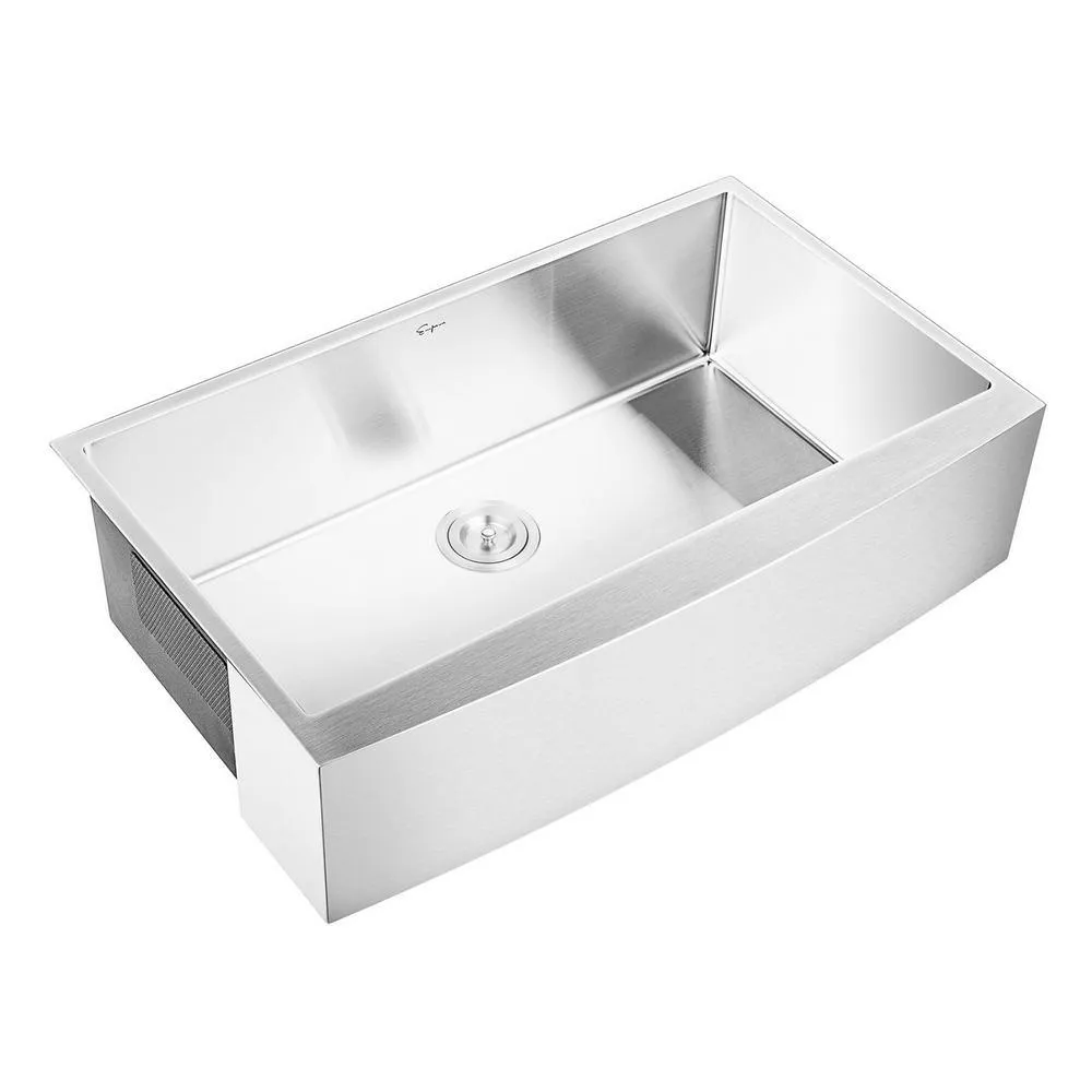 33 in. x 20 in. Stainless Steel Laundry/Utility Sink Handmade Apron Front Double Bowl with Basket Strainer, photo 3 of 8