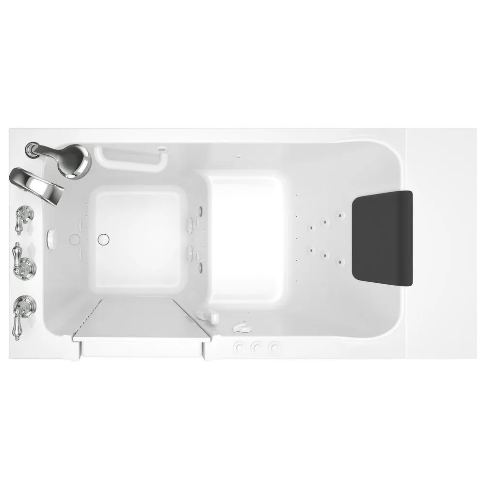 Acrylic Luxury 51 in. x 30 in. Left Hand Walk-In Whirlpool and Air Bathtub in White, photo 3 of 18