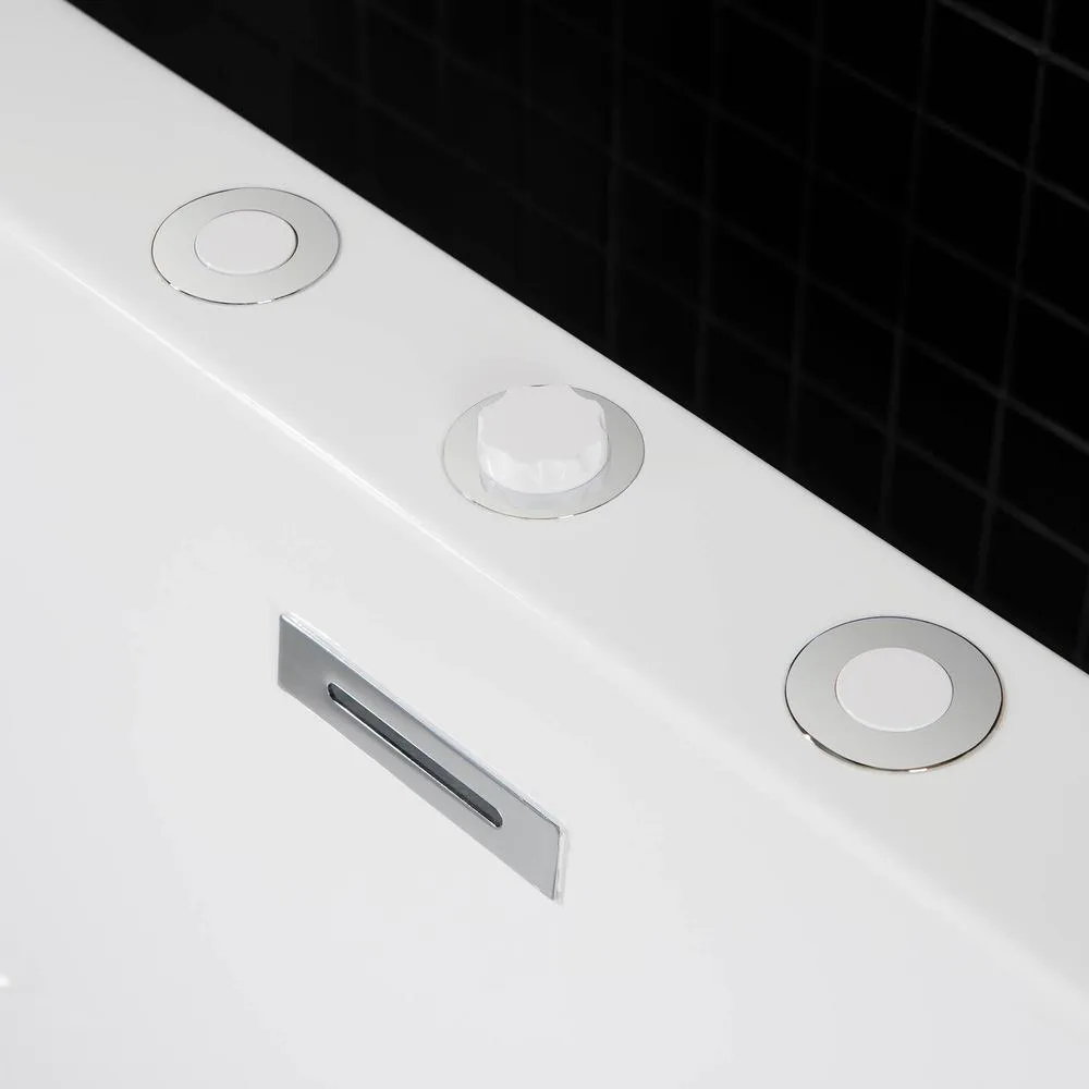 WOODBRIDGE Andria 67 in. Acrylic Freestanding Whirlpool & Air Bathtub with Drain and Overflow, White, photo 9 of 16