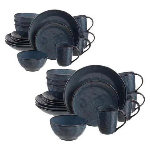 Taite 32-Piece Reactive Glaze Midnight Blue Stoneware Dinnerware Set
