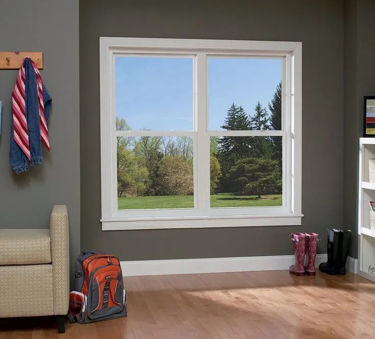RELIABILT 105 Series New Construction 35-1/2-in x 59-1/2-in x 2-5/8-in Jamb White Vinyl Low-e Argon Single Hung Window with Grids Half Screen Included, photo 5 of 7