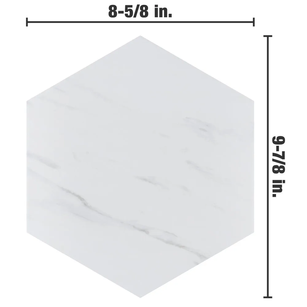 Merola Tile Eterno Carrara Hex 8-5/8 in. x 9-7/8 in. Porcelain Floor and Wall Tile (11.56 sq. ft. / case), photo 2 of 8