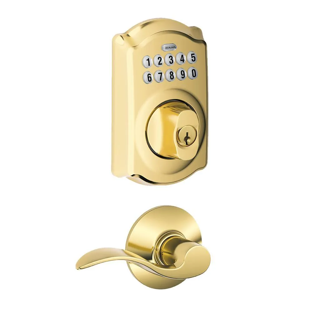 Camelot Satin Nickel Keypad Electronic Door Lock Deadbolt and Accent Lever, photo 6 of 7