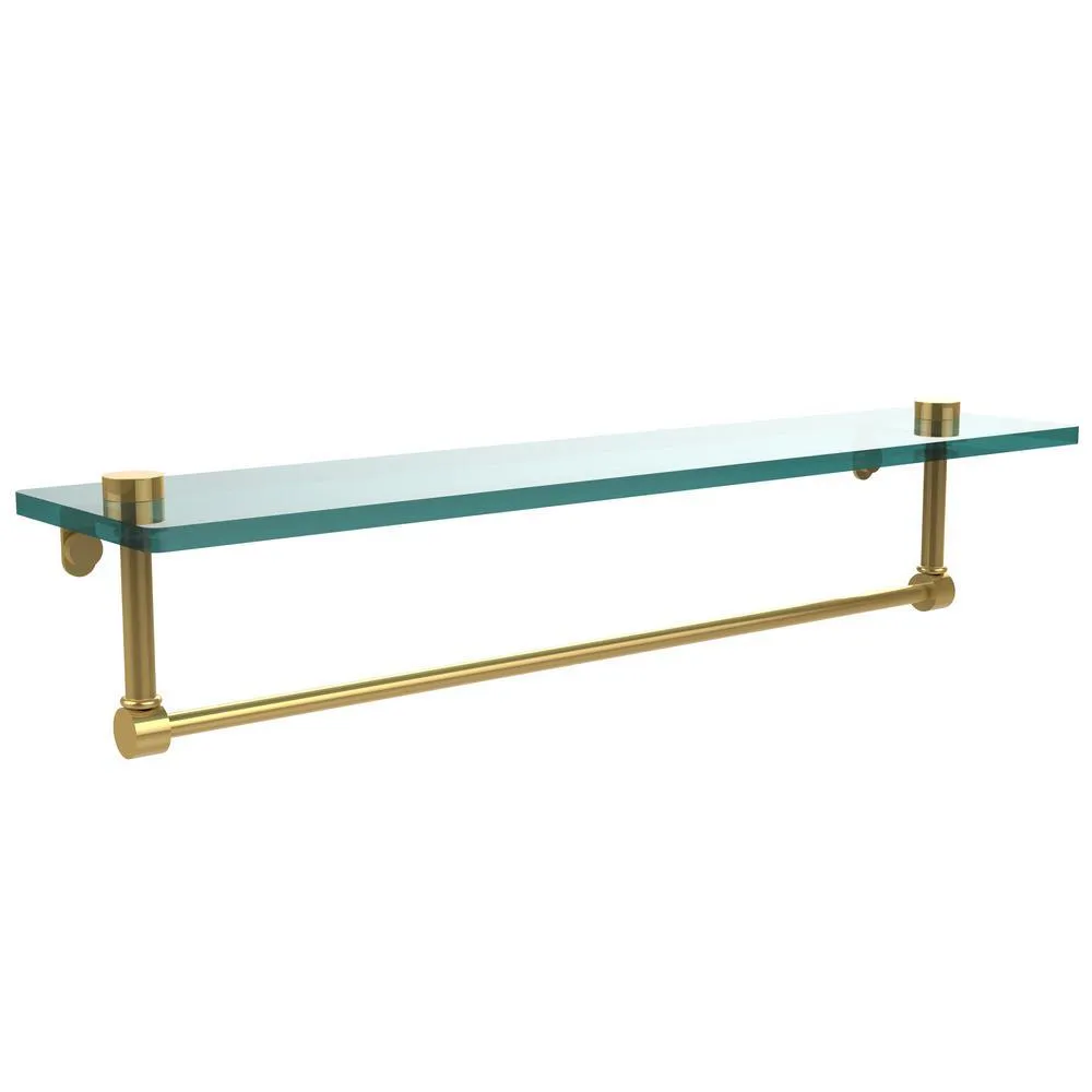 22 in. L x 5 in. H x 5 in. W Clear Glass Vanity Bathroom Shelf with Towel Bar in Satin Nickel, photo 4 of 15