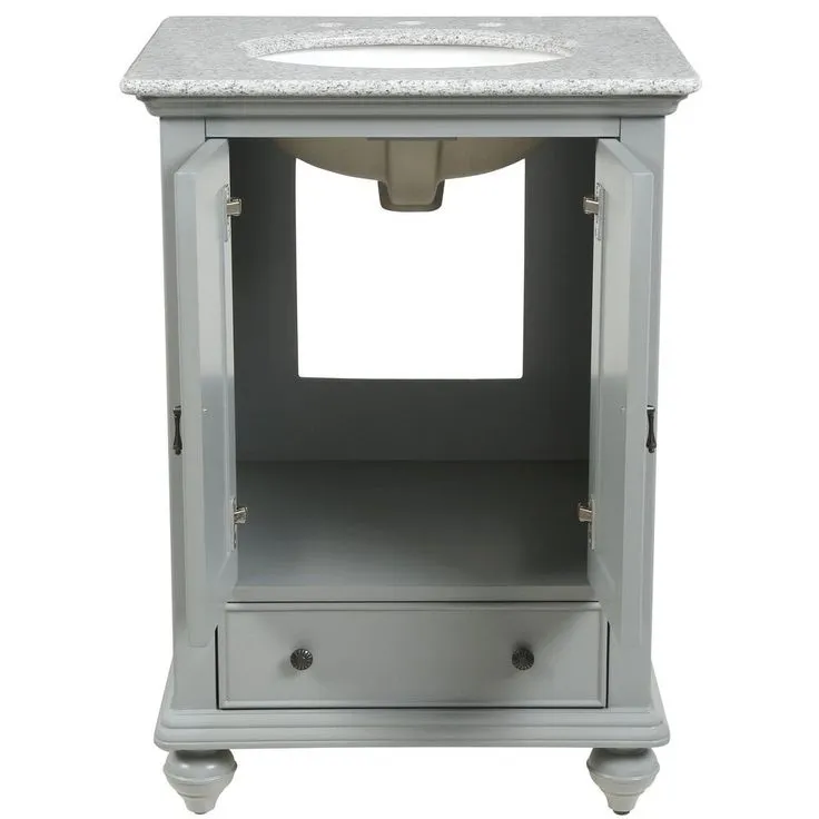 Newport 25 in. W x 21-1/2 in. D Bath Vanity in Pewter with Granite Vanity Top in Grey, photo 9 of 13